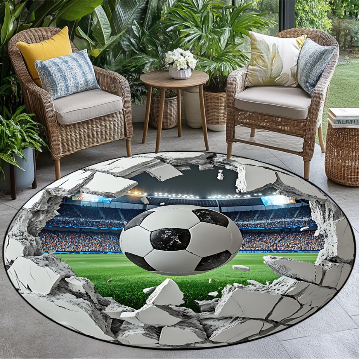 Kids Outdoor Area - Tapis rond de terrain de football
